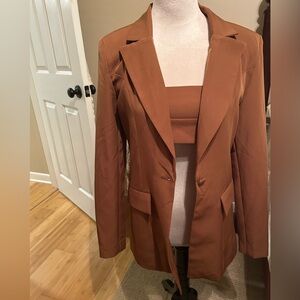 Women's Cinnamon colored Blazer with matching crop top